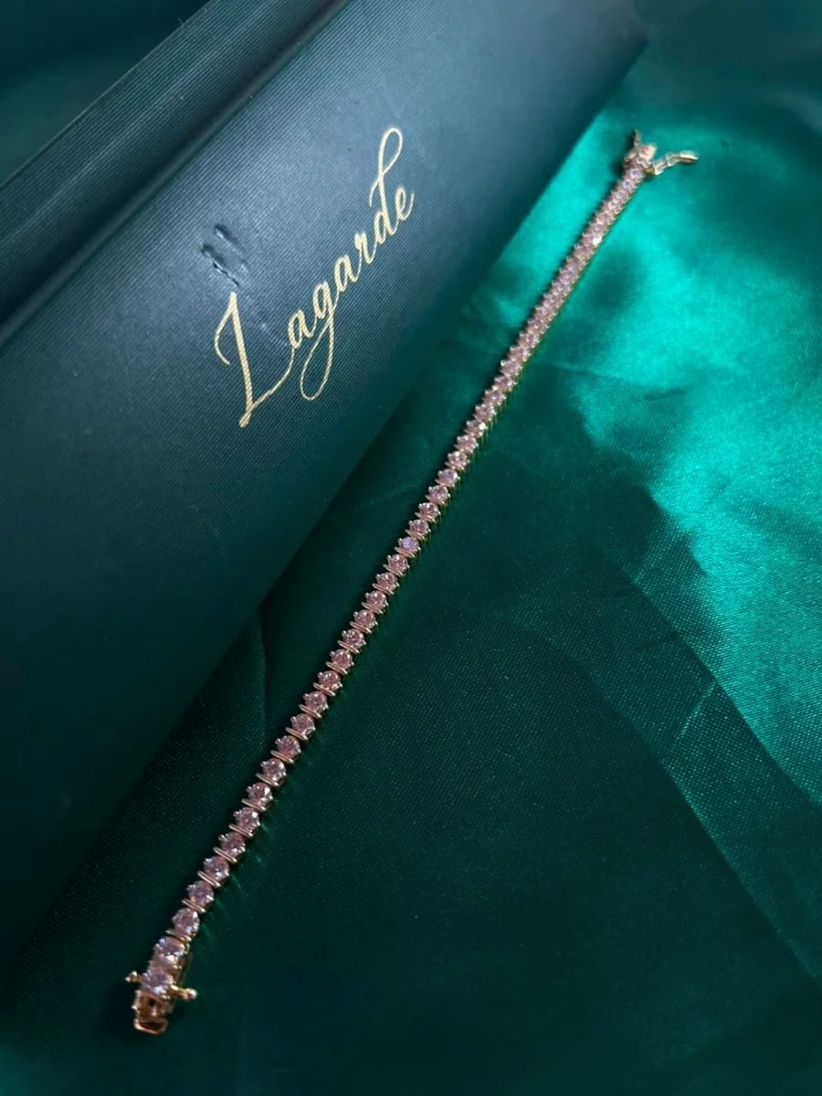 Pulsera Estilo Tennis de Piedra en Chapa de Oro 18k — vista 5