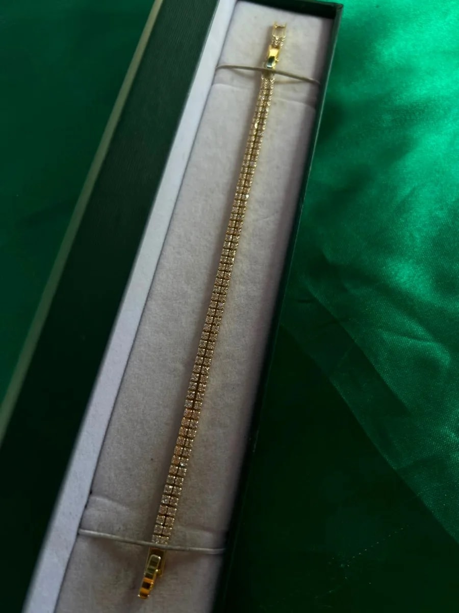 Pulsera Eslabones Cuadrados Brillantes Estilo Monaco Chapa de Oro 18k — vista 2