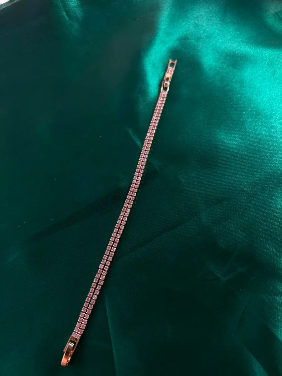 Pulsera Eslabones Cuadrados Brillantes Estilo Monaco Chapa de Oro 18k — vista 3