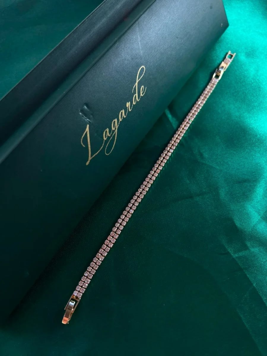 Pulsera Eslabones Cuadrados Brillantes Estilo Monaco Chapa de Oro 18k — vista 5