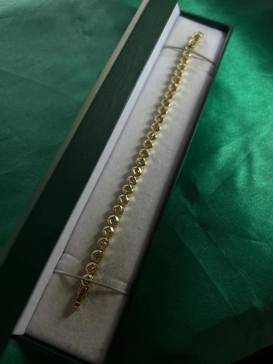 Pulsera Piedra Rombo Biselada en Chapa de Oro 18k — vista 2
