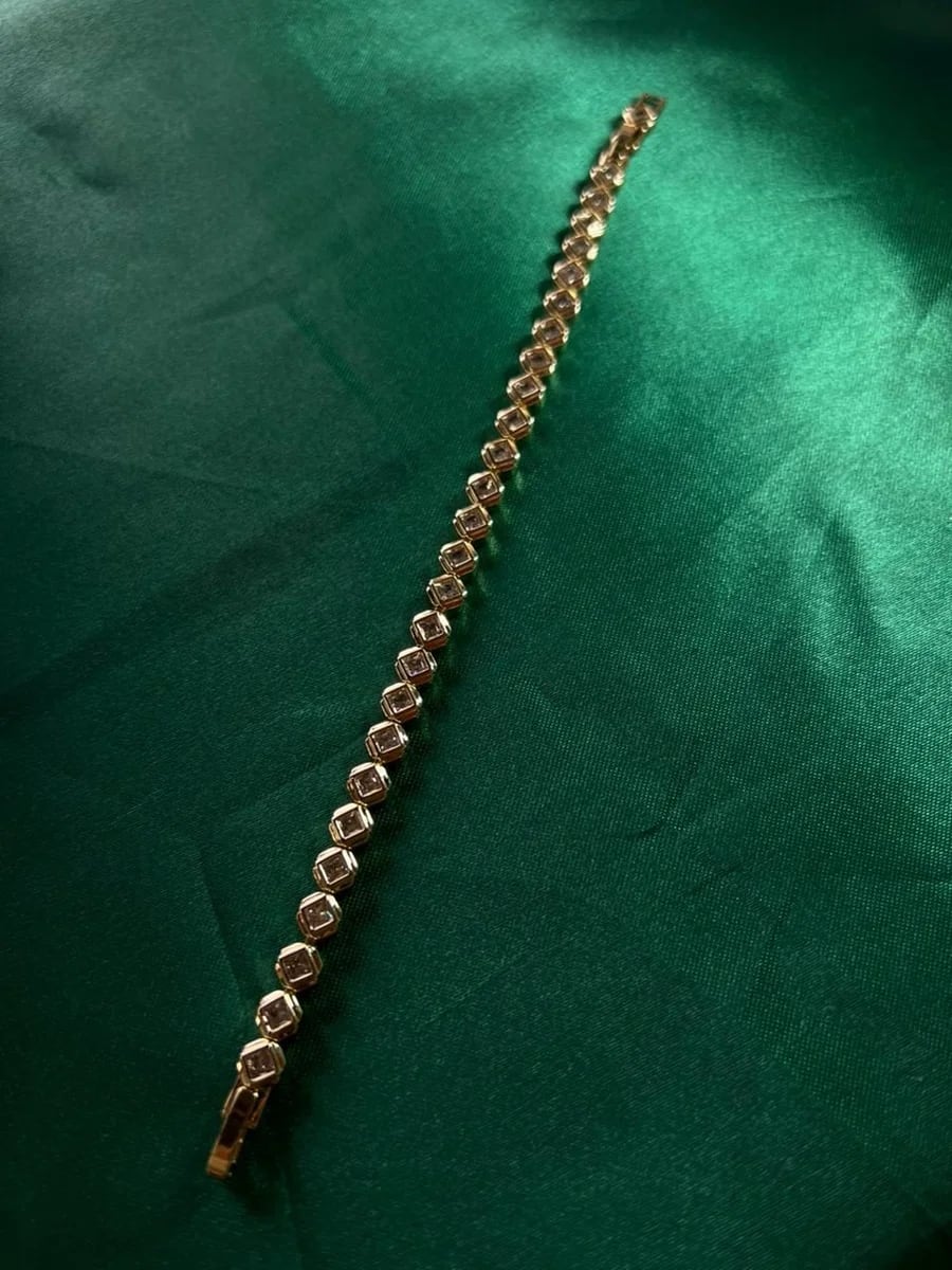 Pulsera Piedra Rombo Biselada en Chapa de Oro 18k — vista 3