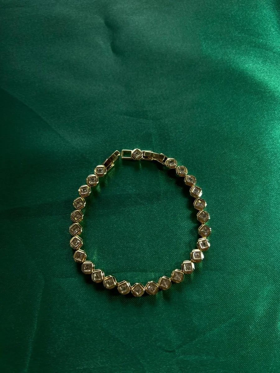Pulsera Piedra Rombo Biselada en Chapa de Oro 18k — vista 4