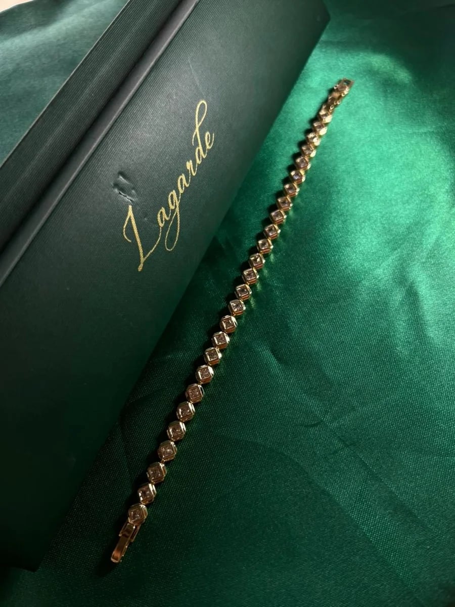 Pulsera Piedra Rombo Biselada en Chapa de Oro 18k — vista 5