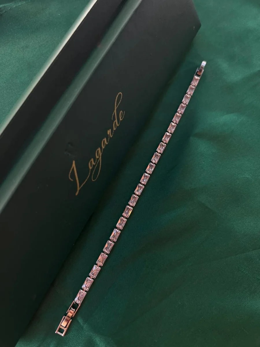 Pulsera Zirconias Rectangulares Corte Esmeralda en Chapa de Oro 18k — vista 3