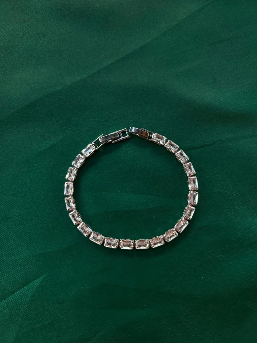 Pulsera Zirconias Rectangulares Corte Esmeralda en Chapa de Oro 18k — vista 4