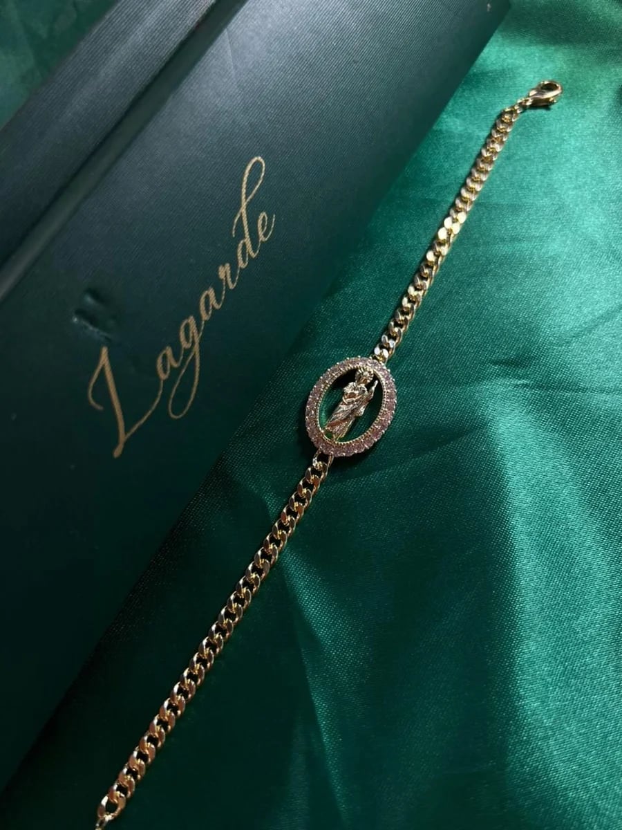 Pulsera Eslabón Cubano con Medalla San Judas en Chapa de Oro 18k — vista 3
