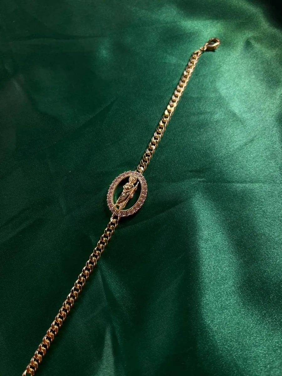 Pulsera Eslabón Cubano con Medalla San Judas en Chapa de Oro 18k — vista 4
