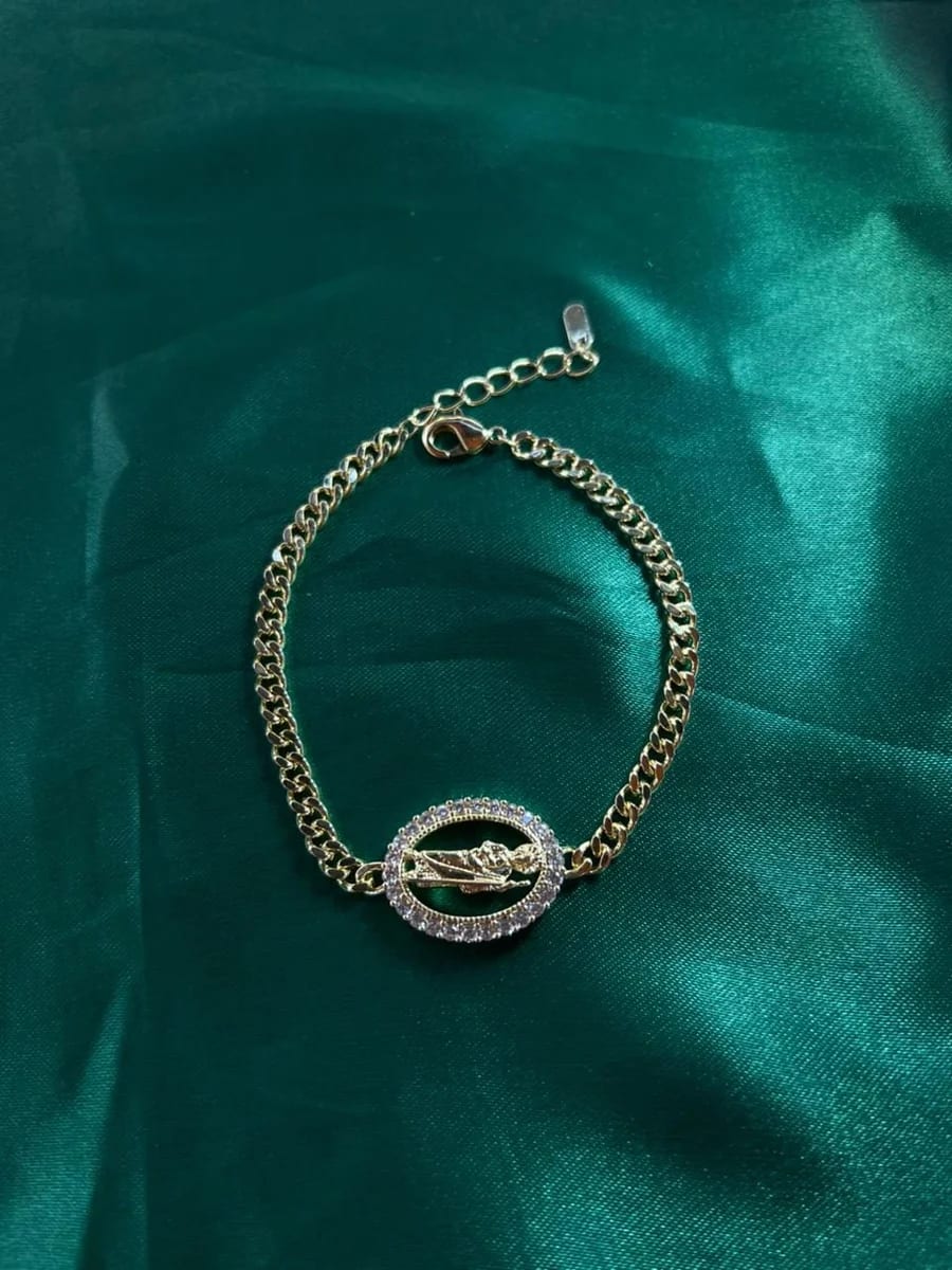 Pulsera Eslabón Cubano con Medalla San Judas en Chapa de Oro 18k — vista 5