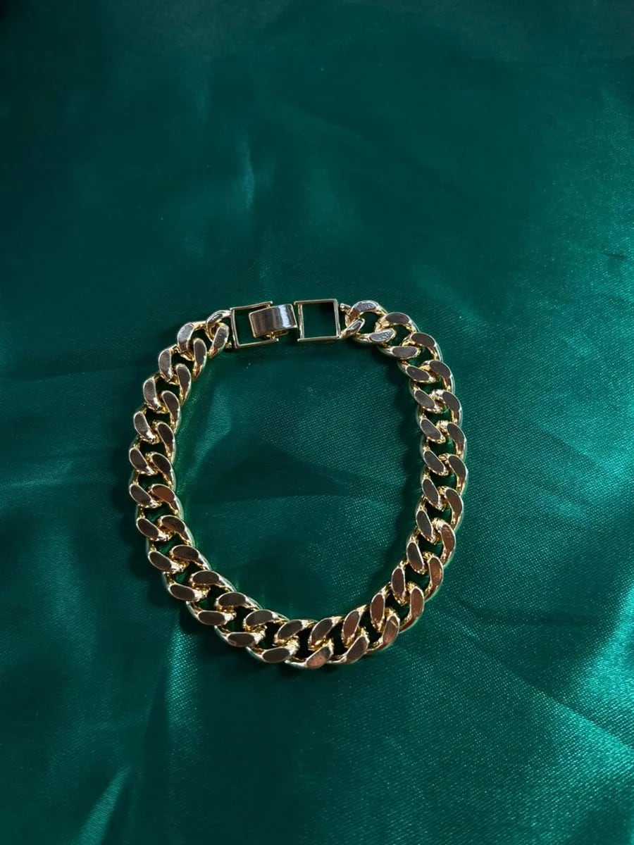 Pulsera Eslabón Cubano Grueso en Chapa de Oro 18k — vista 4