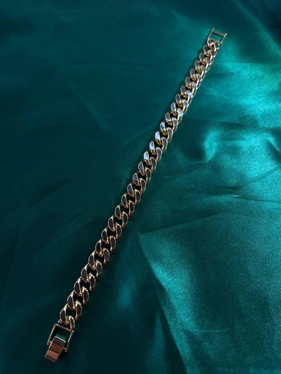 Pulsera Eslabón Cubano Grueso en Chapa de Oro 18k — vista 5