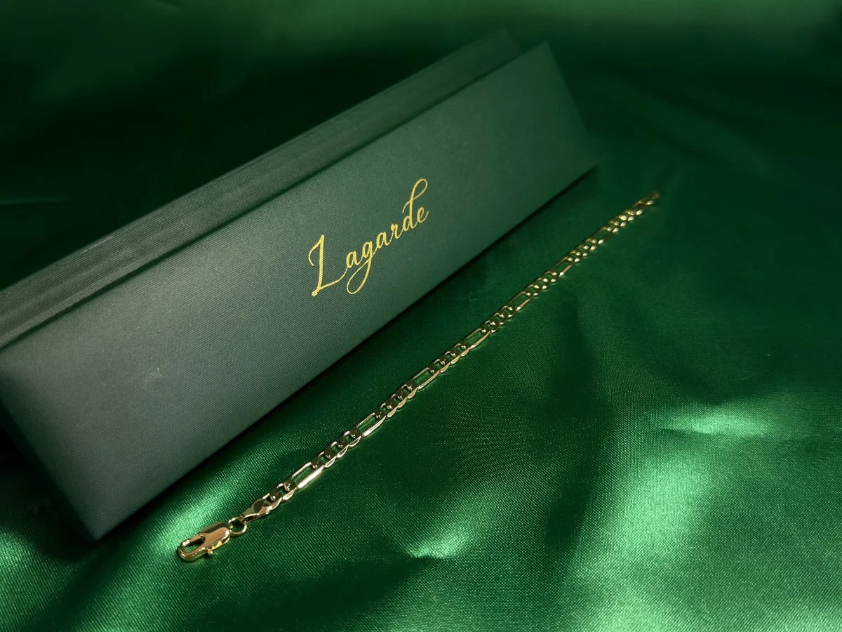 Pulsera Eslabón Figaro Clásico en Chapa de Oro 18k — vista 3