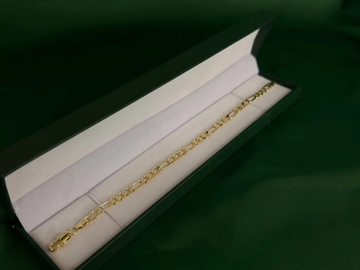 Pulsera Eslabón Figaro Clásico en Chapa de Oro 18k — vista 4