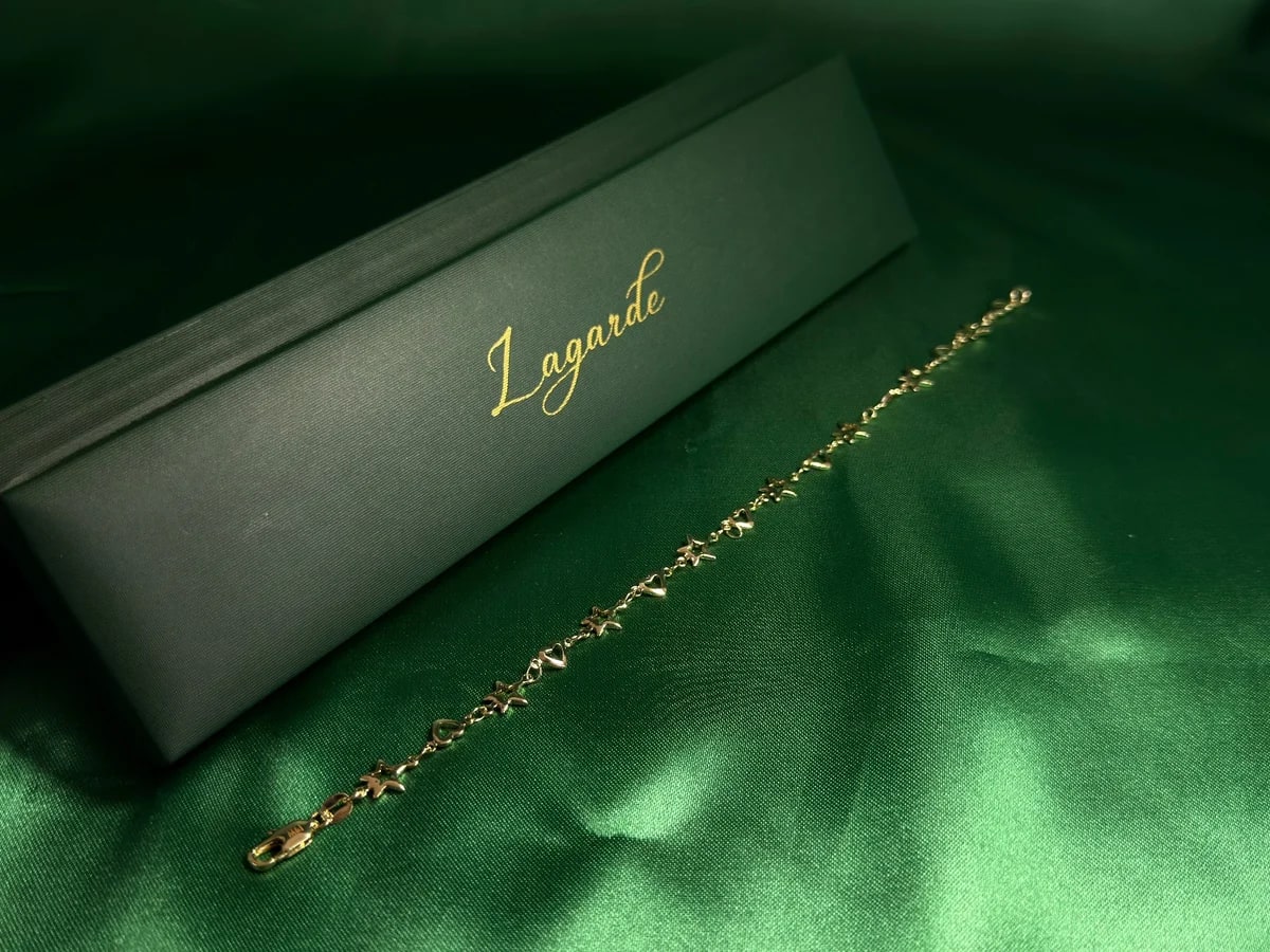 Pulsera Estrellas y Corazones en Chapa de Oro 18k — vista 3