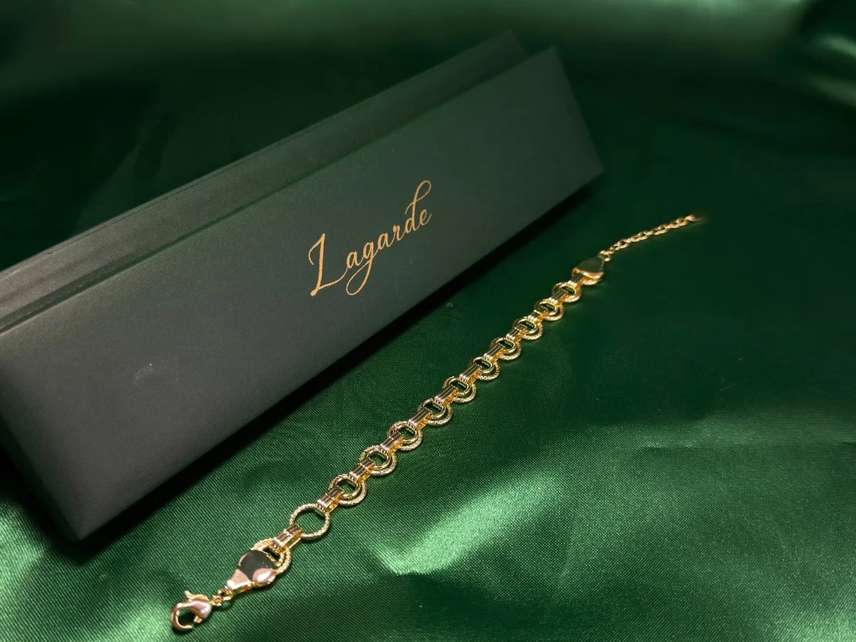 Pulsera Eslabones Redondos Texturizados en Chapa de Oro 18k — vista 5