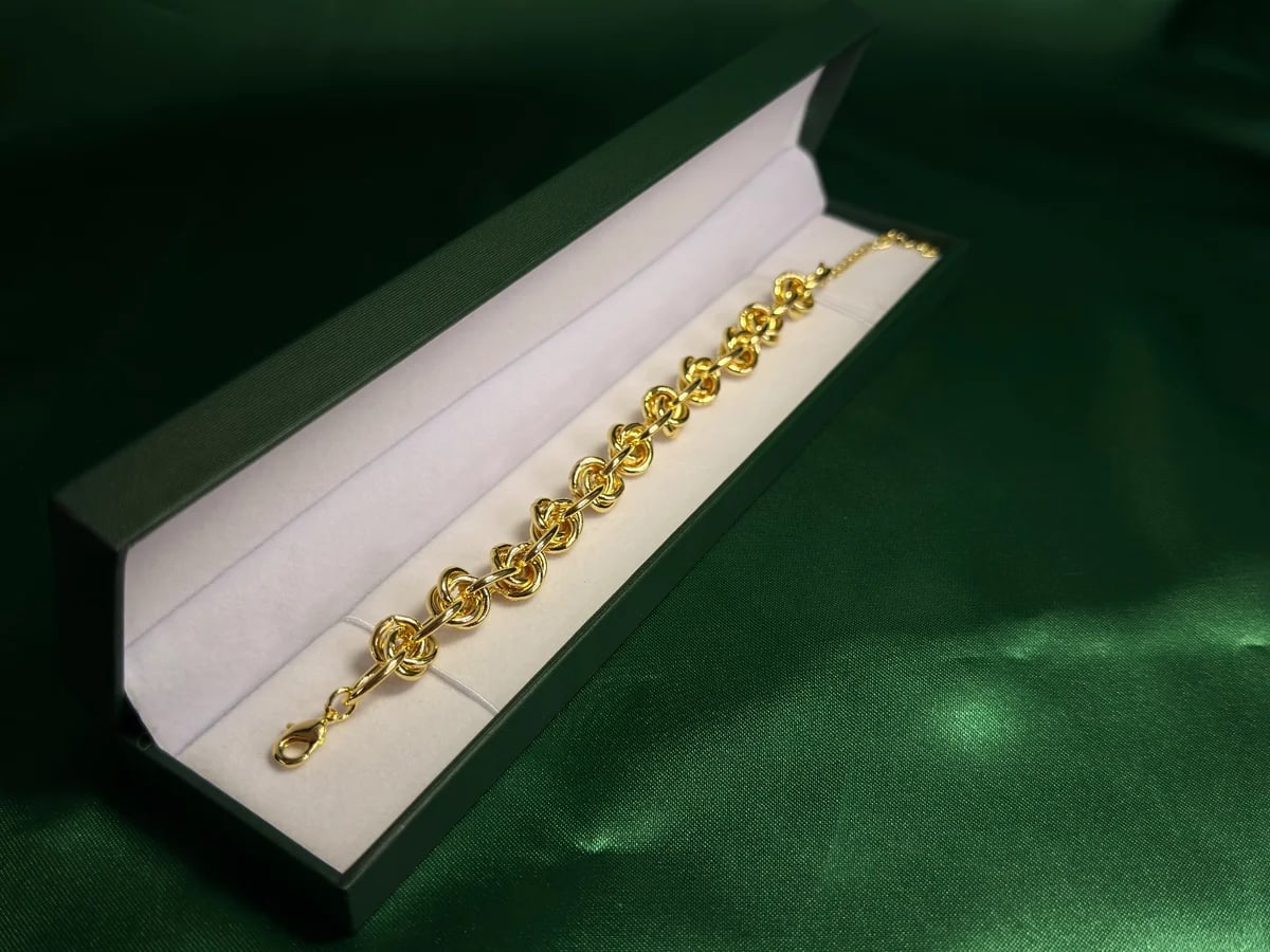 Pulsera Eslabones Nudos Marroquíes en Chapa de Oro 18k — vista 2