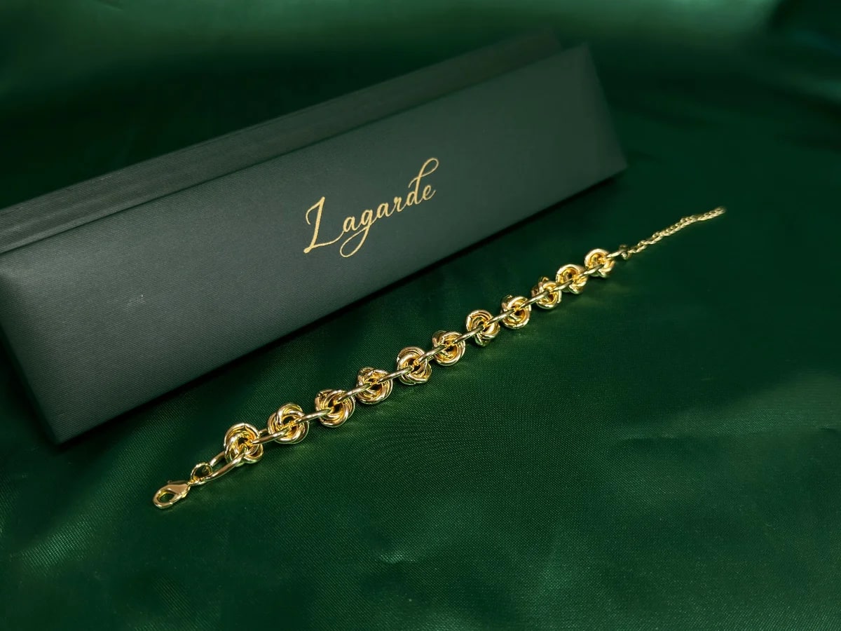 Pulsera Eslabones Nudos Marroquíes en Chapa de Oro 18k — vista 3