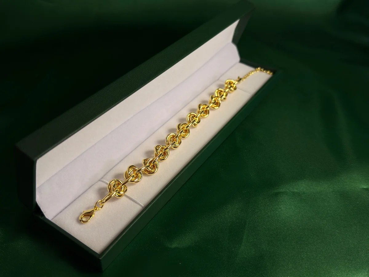 Pulsera Eslabones Nudos Marroquíes en Chapa de Oro 18k — vista 4