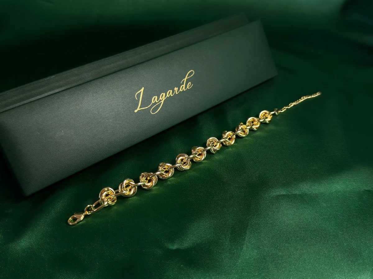 Pulsera Eslabones Nudos Marroquíes en Chapa de Oro 18k — vista 5
