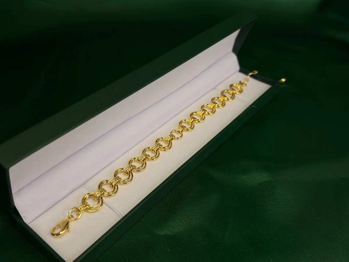 Pulsera Eslabones Redondos Texturizados en Chapa de Oro 18k — vista 3