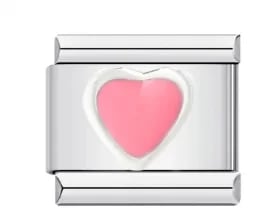 Charm Italiano Corazón Rosa Plateado — vista 2