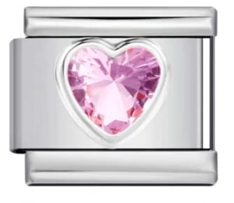 Charm Italiano Corazón Rosa Plateado — vista 2