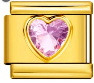 Charm Italiano Corazón Rosa Dorado — vista 2