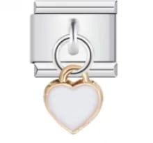 Charm Italiano Corazón Blanco Colgante Plateado — vista 2
