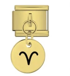 Charm Italiano Signo Aries Colgante Dorado — vista 2