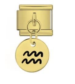 Charm Italiano Signo Acuario Colgante Dorado — vista 2
