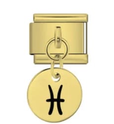 Charm Italiano Signo Piscis Colgante Dorado — vista 2
