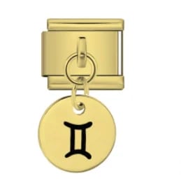 Charm Italiano Signo Zodiacal Géminis Colgante Dorado — vista 2
