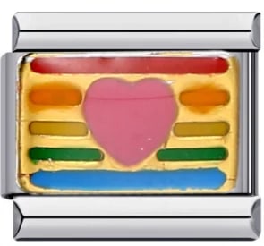 Charm Italiano Corazón Esmaltado Plateado — vista 2