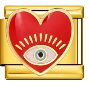 Charm Italiano Corazón Rojo con Ojo Dorado — vista 2