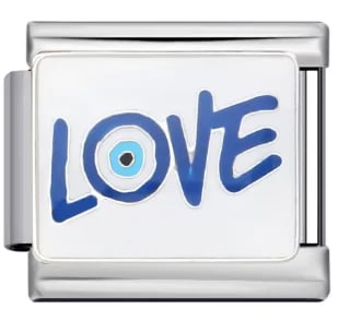 Charm Italiano Palabra Love con Ojo Plateado — vista 2