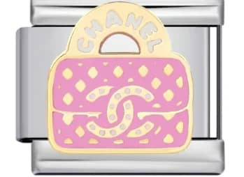 Charm Italiano Logo Chanel Rosa Plateado — vista 2