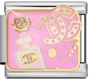 Charm Italiano Botella de Perfume Esmales Rosa Plateado — vista 2