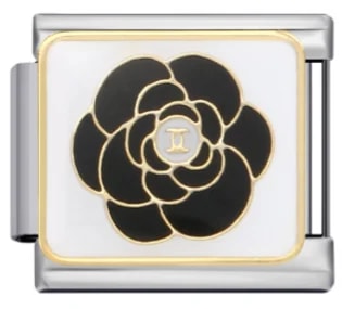 Charm Italiano Flor Negra Plateado — vista 2