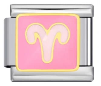 Charm Italiano Signo Aries Rosa Plateado — vista 2