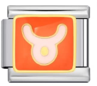 Charm Italiano Signo Tauro Naranja Plateado — vista 2