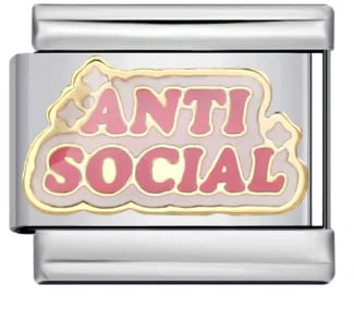 Charm Italiano Anti Social Rosa Plateado — vista 2