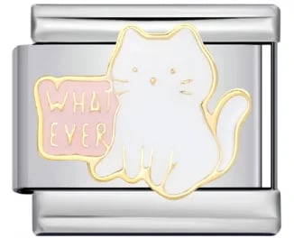 Charm Italiano Gato Blanco Whatever Plateado — vista 2