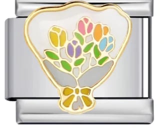 Charm Italiano Ramo de Flores Multicolor Plateado — vista 2