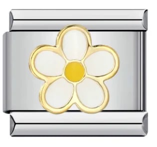 Charm Italiano Flor Blanca y Amarilla Plateado — vista 2