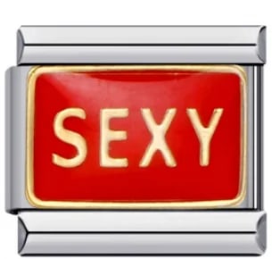 Charm Italiano Texto Sexy Rojo Plateado — vista 2