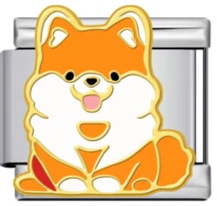 Charm Italiano Perrito Pomerania Esmaltado Plateado — vista 2