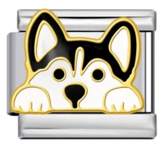 Charm Italiano Husky Esmaltado Plateado — vista 2