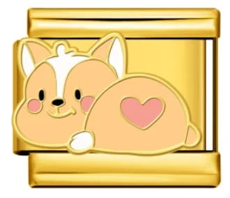 Charm Italiano Corgi Corazón Dorado — vista 2