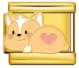 Charm Italiano Corgi con Corazón Rosado Dorado — vista 2