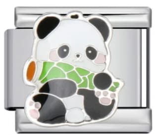 Charm Italiano Osito Panda Verde Plateado — vista 2